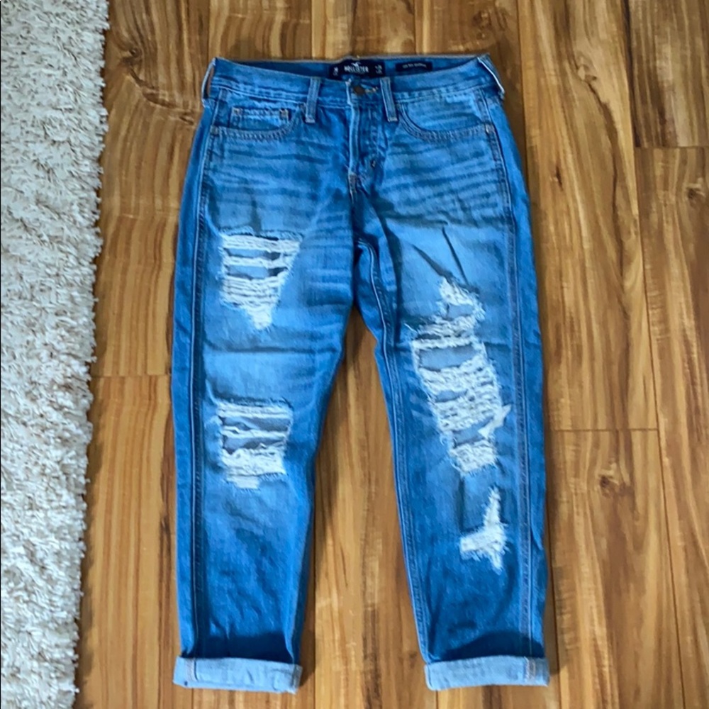 Blue ripped hollister jeans